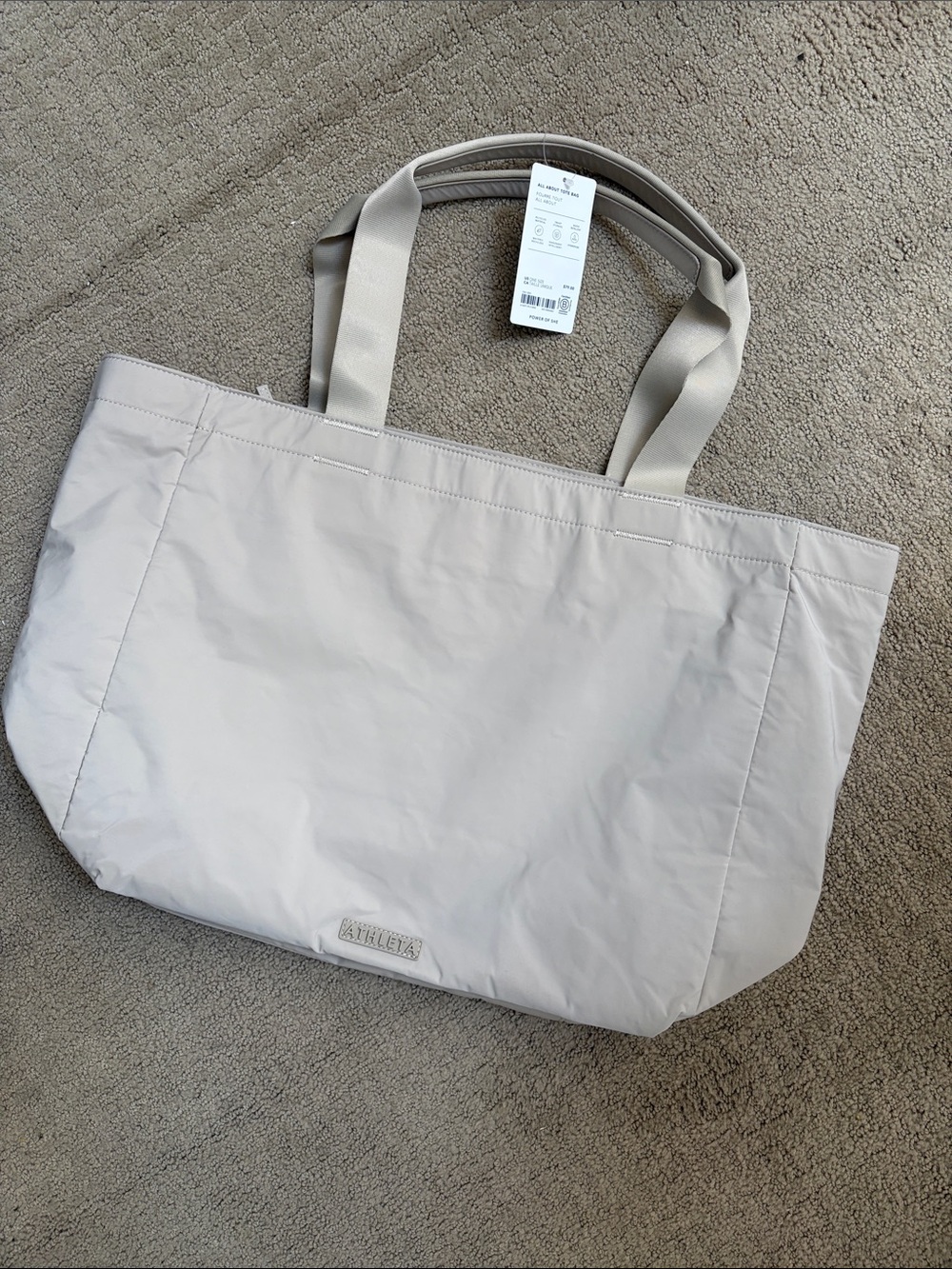 Athleta All About Tote Bag beige NWT NEW travel purse laptop school work
